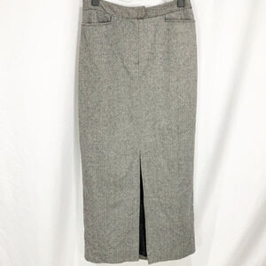 Hugo Buscati Herringbone Black & White Ankle Length Skirt High Rise Office Work